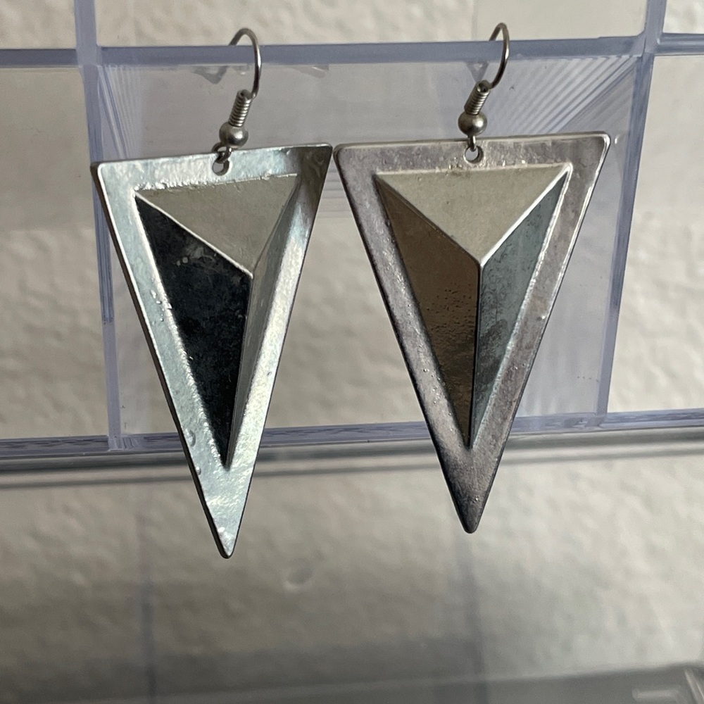 Triangular Silver Earrings